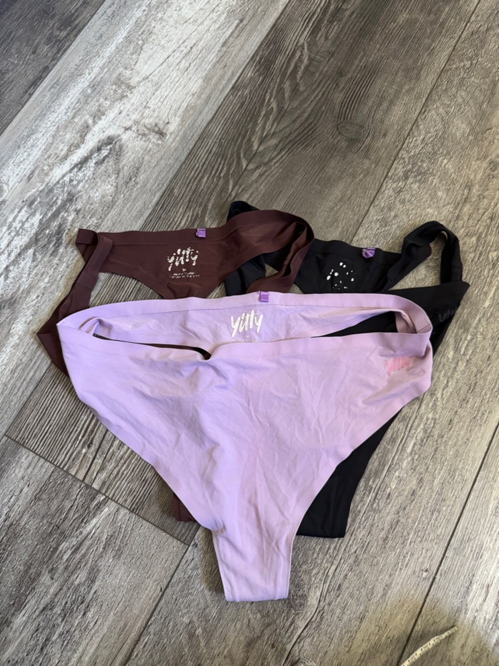 YITTY Lavender, Black & Burgundy Seamless Thong Trio